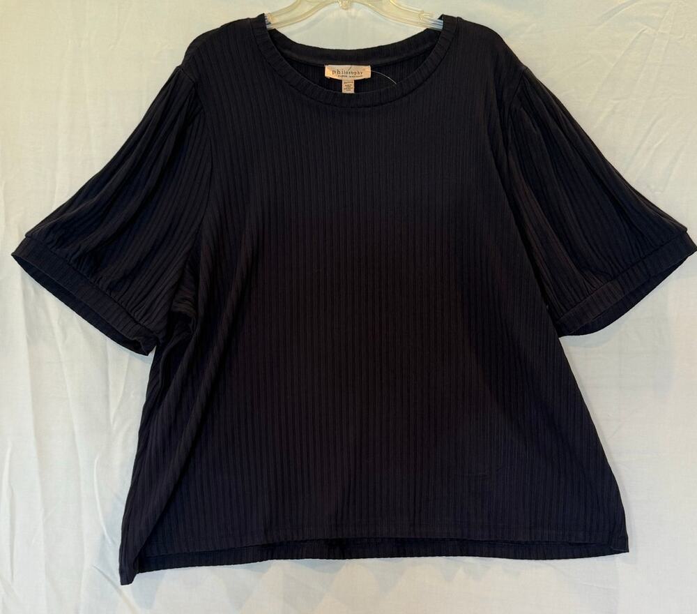 Philosophy Women's Navy Blue Ribbed Top - Size 3XL Plus